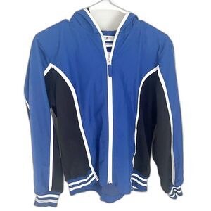 Tommy Hilfiger Women’s Blue Rain Jacket Large Hooded Full Zipper Black